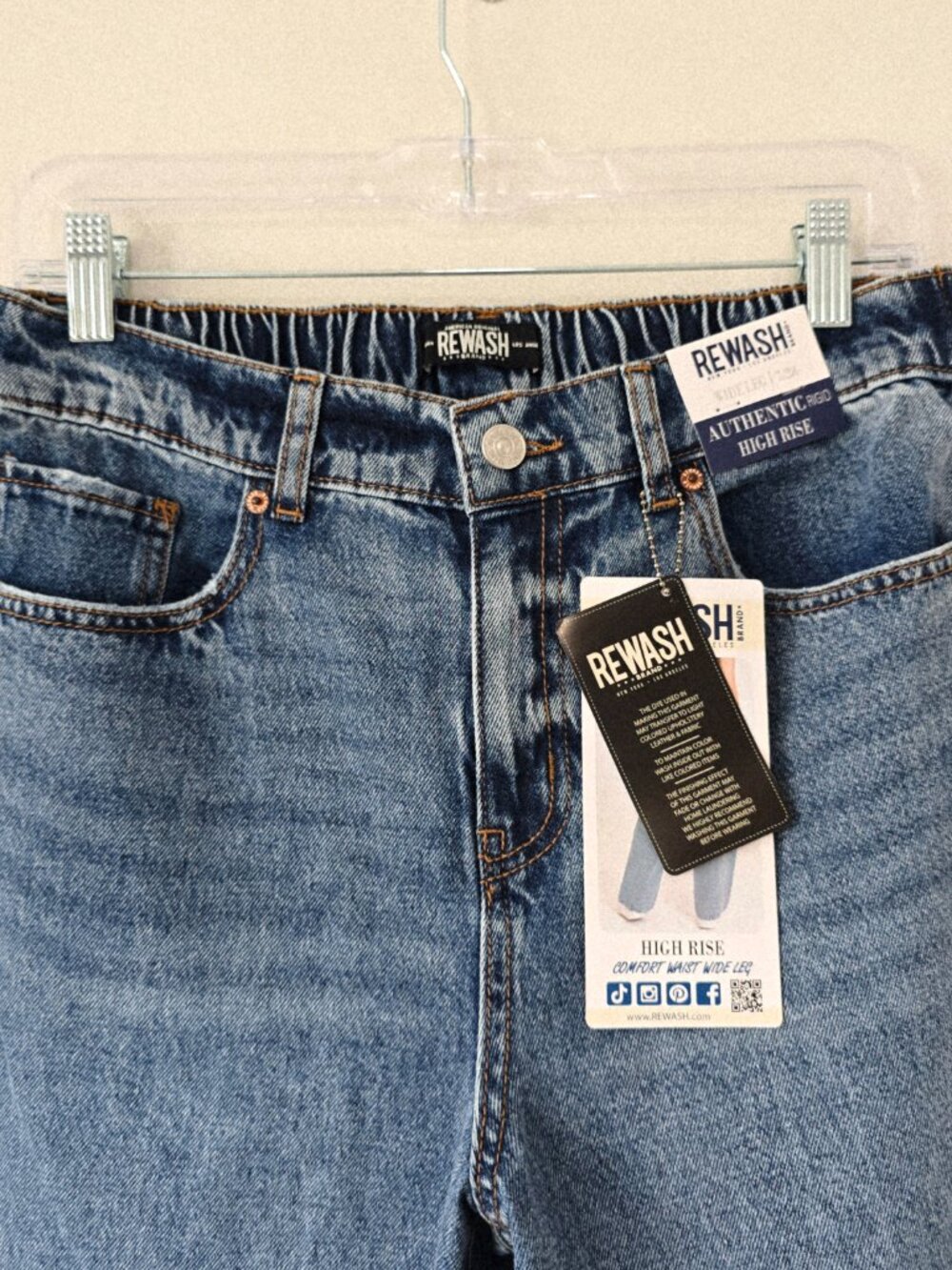 Rewash Wide Leg High Rise Jeans Women 28 Medium Wash NWT - Picture 3 of 10